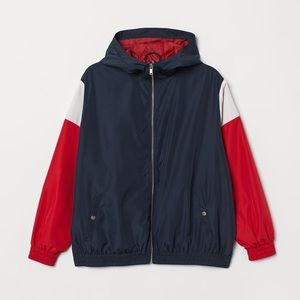 H&M Cozy Medium Windbreaker: Hooded, Zip-Front, Snap Pockets